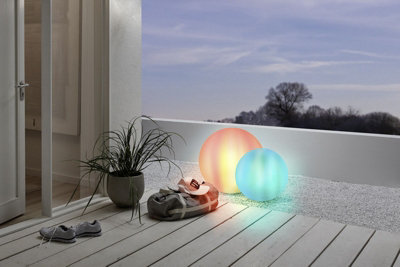 2 PACK IP65 Outdoor Garden Ball Light White Plastic 1x 40W E27 500mm Globe
