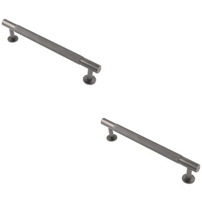 2 PACK - Knurled Bar Door Pull Handle 190 x 13mm 160mm Fixing Centres Anthracite Grey