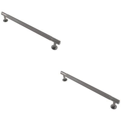 2 PACK - Knurled Bar Door Pull Handle - 274mm x 13mm - 224mm Centres - Anthracite Grey