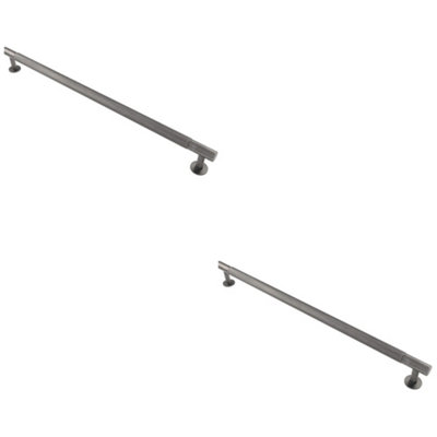 2 PACK - Knurled Bar Door Pull Handle - 350mm x 13mm - 320mm Centres - Anthracite Grey