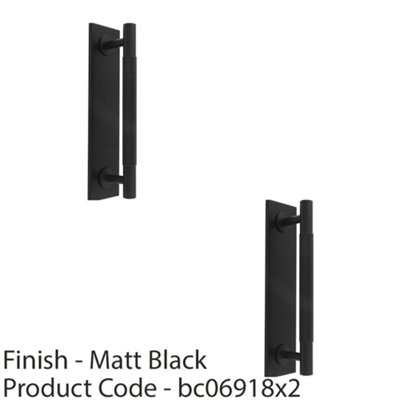 2 PACK - Knurled Drawer Bar Pull Handle & Matching Backplate - Matt Black 168 x 40mm