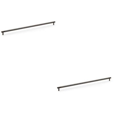 2 PACK - Knurled T Bar Door Pull Handle - Dark Bronze - 448mm Centres Premium Drawer
