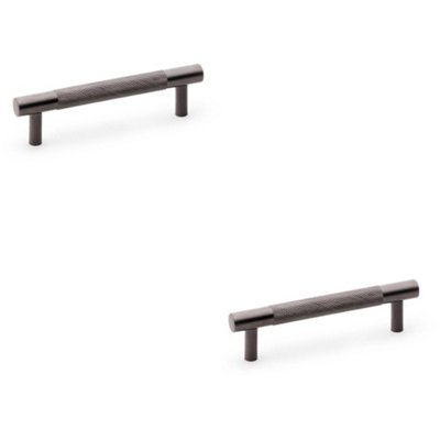 2 PACK - Knurled T Bar Door Pull Handle - Dark Bronze - 96mm Centres Premium Drawer