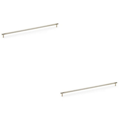 2 PACK - Knurled T Bar Door Pull Handle - Satin Nickel - 448mm Centres Premium Drawer