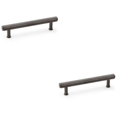 2 PACK - Knurled T Bar Pull Handle - Dark Bronze - 128mm Centres Premium Drawer Door