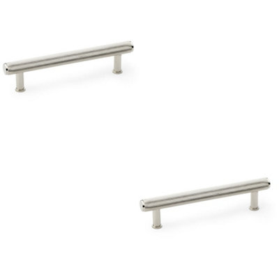 2 PACK - Knurled T Bar Pull Handle - Polished Nickel - 128mm Centres Premium Drawer Door