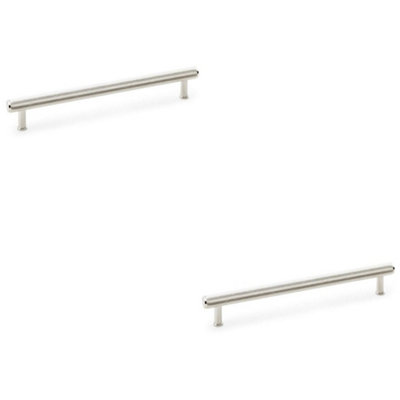 2 PACK - Knurled T Bar Pull Handle - Polished Nickel - 224mm Centres Premium Drawer Door