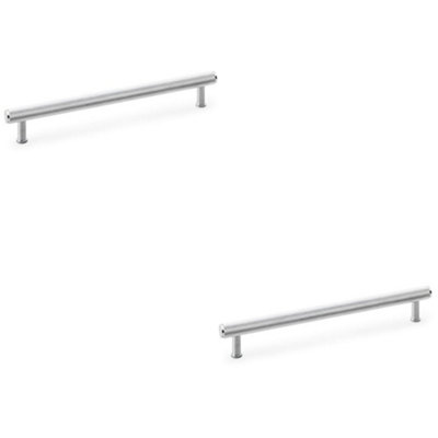 2 PACK - Knurled T Bar Pull Handle - Satin Chrome - 224mm Centres Premium Drawer Door