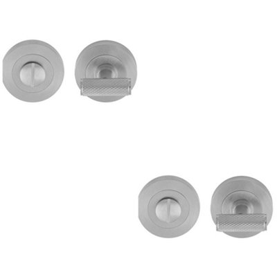 2 PACK - Knurled T Bar Thumbturn & Release Lock - Satin Chrome - Bathroom Door WC