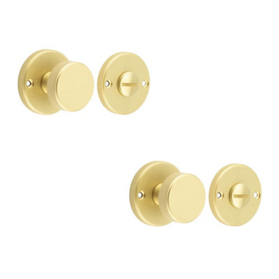 2 PACK Knurled Turn & Release Satin Brass for Luxurious Spaces - Door Handle