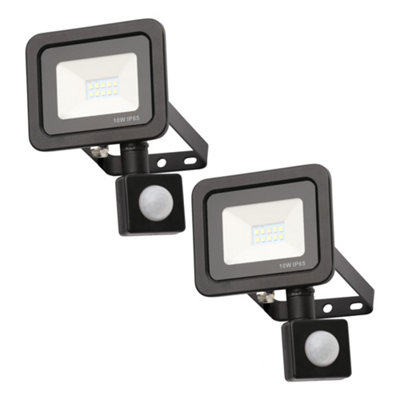 2 Pack Langton Black Outdoor Wall Flood Lights with PIR Sensors