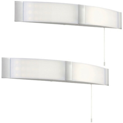 Buy 2 PACK LED Bathroom Wall Light 2x 6W Cool White IP44 Curved Chrome ...