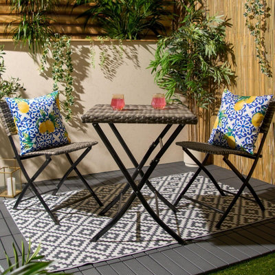 2 Pack Lemon Abstract Water Resistant Outdoor Filled Cushions Garden - 3