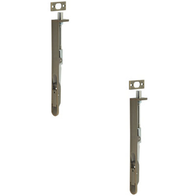 2 PACK Lever Action Flushbolts with Radiused Forend in Antique Brass - 203x20mm