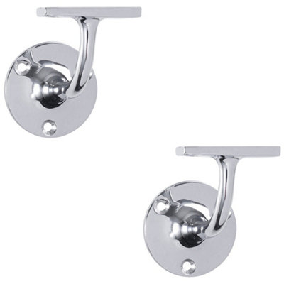 2 PACK - Lightweight Stair Handrail Bannister Bracket Arm - Polished Chrome 72mm Holder