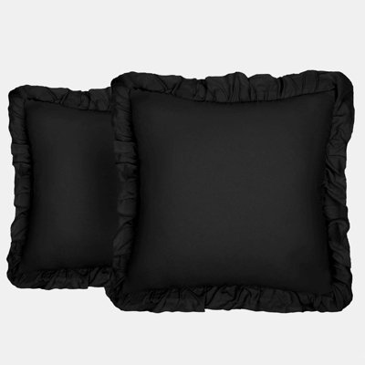 2 Pack Linen Frill Cushion Covers Filled Home Living Luxury
