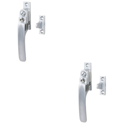 2 PACK - Locking Casement Window Fastener Handle with Night Vent 16 x 60mm Satin Chrome