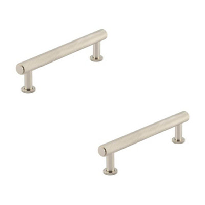 2 PACK Luxurious 128mm Satin Nickel Knurled Cabinet Handle for Stylish Interiors - Kitchen Drawer Pull Handle