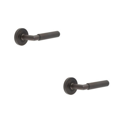 2 PACK Luxury Dark Bronze Door Handle on Rose for Elegant Interiors - Solid Brass Interior Handle