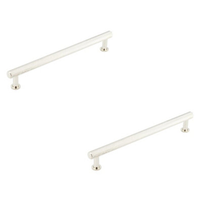 2 PACK Luxury Knurled Cabinet Handle in Polished Nickel - 224mm Length - Kitchen Drawer Pull Handle
