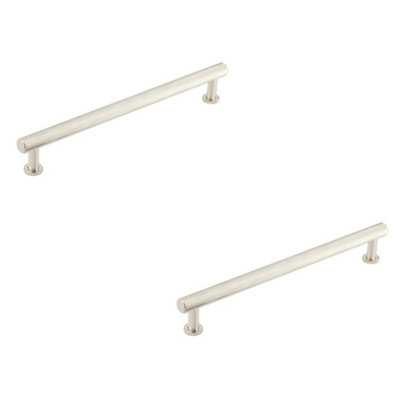 2 PACK Luxury Knurled Cabinet Handle in Satin Nickel - 224mm Size - Kitchen Drawer Pull Handle