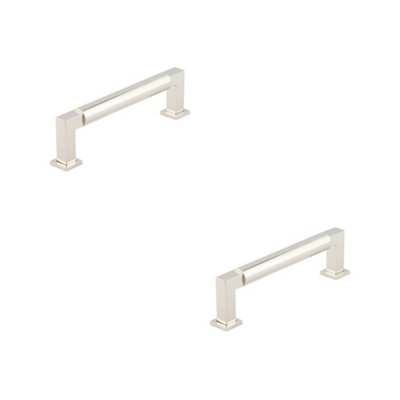 2 PACK Luxury Round Cabinet Handle in Polished Nickel - 128mm Size - Kitchen Drawer Pull Handle