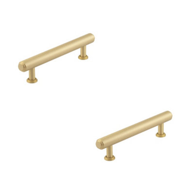 2 PACK Luxury Stepped Cabinet Handle in Satin Brass - 128mm - Kitchen Drawer Pull Handle