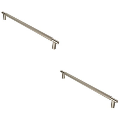 2 PACK - Luxury T Bar Knurled Pull Handle - 450mm Satin Nickel ...