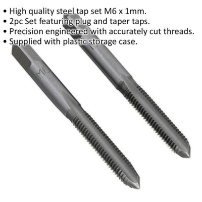 2 PACK - M6 x 1mm Taper & Plug Tap Set - Premium Steel - Socket ...