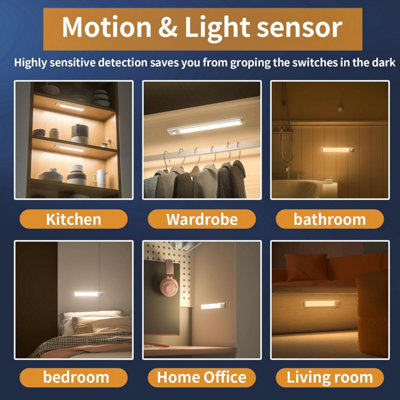 2 PACK MAGNETIC LED UNDER CABINET LIGHTS - 76 LEDS, MOTION SENSOR ...