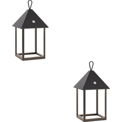 2 PACK Matt Black Dimmable Table Lamp - USB Chargeable LED Light - Modern IP44 Outdoor Hanging