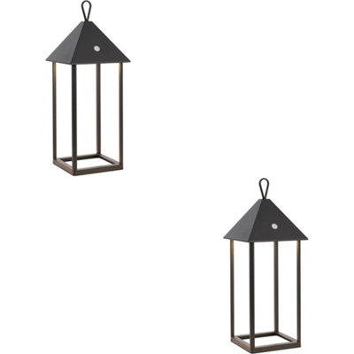 2 PACK Matt Black Dimmable Table Lamp - USB Chargeable LED Light - Modern Large IP44 Outdoor Hanging