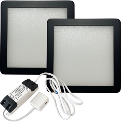 2-Pack Matt Black Ultra-Slim Square Under Cabinet Kitchen LED Lights ...