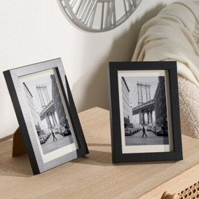2 Pack Medium Photo Frame Modern Poster Picture Black with White Wall Mount Home Décor