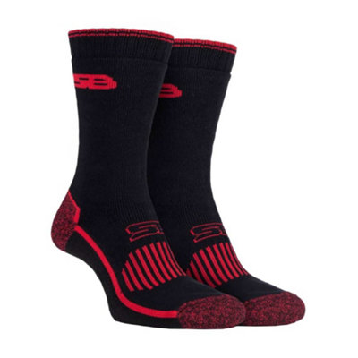 2 Pack Mens Heavy Duty Reinforced Cotton Socks - 6-8 A - SBGMS001BKR