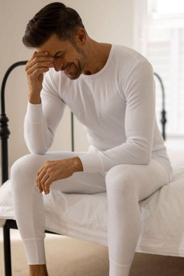 2 Pack Mens Long Sleeve Thermal Top for Winter - XXL - White