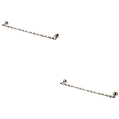 2 PACK - Mitred Bathroom Single Towel Rail Concealed Fix 600mm Centres Bright Steel