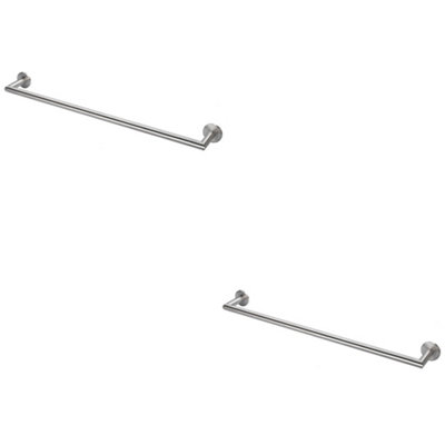 2 PACK - Mitred Bathroom Single Towel Rail Concealed Fix 600mm Centres Satin Steel