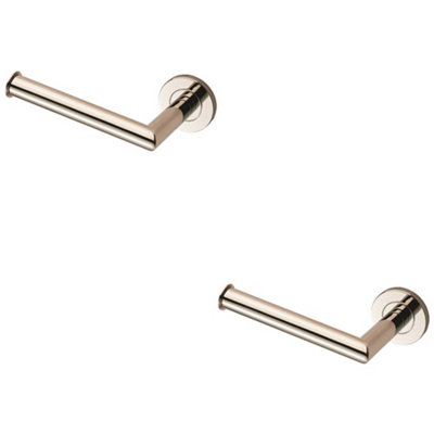 2 PACK - Mitred Bathroom Toilet Roll Holder on Rose Concealed Fix Bright Steel