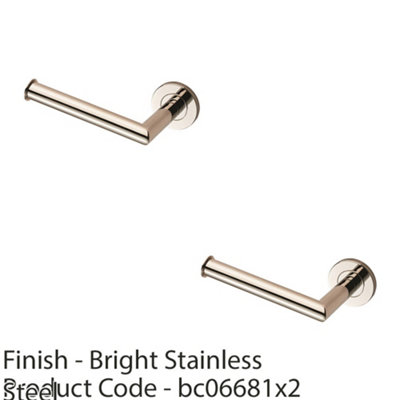 2 PACK - Mitred Bathroom Toilet Roll Holder on Rose Concealed Fix Bright Steel