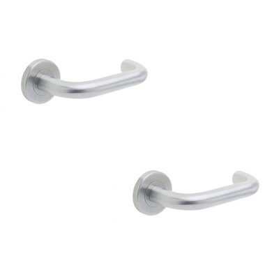 2 PACK Modern 19mm Satin Stainless Steel Door Handle on 8mm Sprung Rose Interior Handle