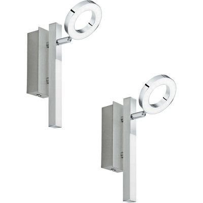 2 Pack Modern Aluminium Chrome LED Wall Spot Lights for Stylish Interior Lighting