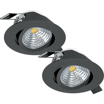 2 Pack Modern Black Aluminium LED Downlights - 6W Flush Mount Ceiling Lights