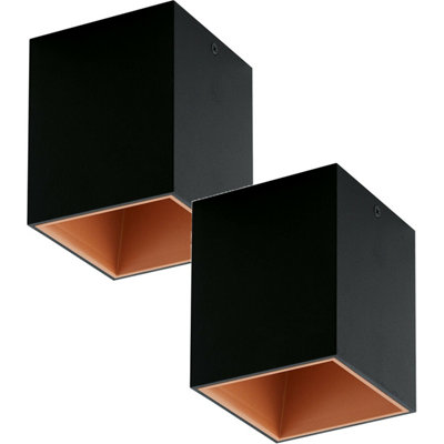 2 Pack Modern Black and Copper Square LED Wall and Ceiling Lights 3.3W