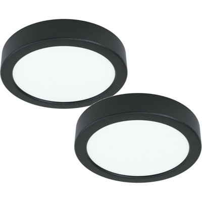 2 Pack Modern Black LED Ceiling and Wall Light 10.5W 4000K - Stylish Surface Mounted Fixture