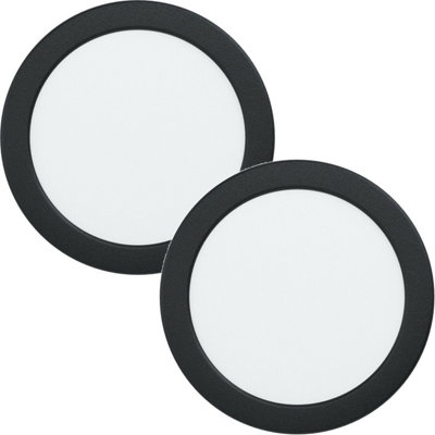 2 Pack Modern Black LED Flush Downlights for Walls and Ceilings