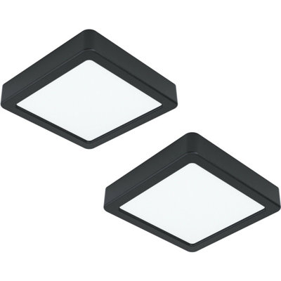 2 Pack Modern Black LED Wall and Ceiling Light - 10.5W Square Design with 4000K Brightness