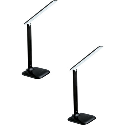 2 Pack Modern Black Steel Touch Desk Lamps with Dimmable LED 2.9W