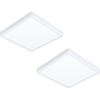 2 Pack Modern LED Ceiling Lights with White Shade - Square Design 20W