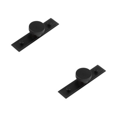 2 PACK Modern Matt Black Cupboard Knob with Stepped Backplate - 40mm - Kitchen Cabinet Knob